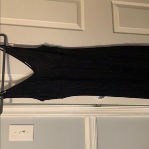 Micro pleated v neck maxi dress